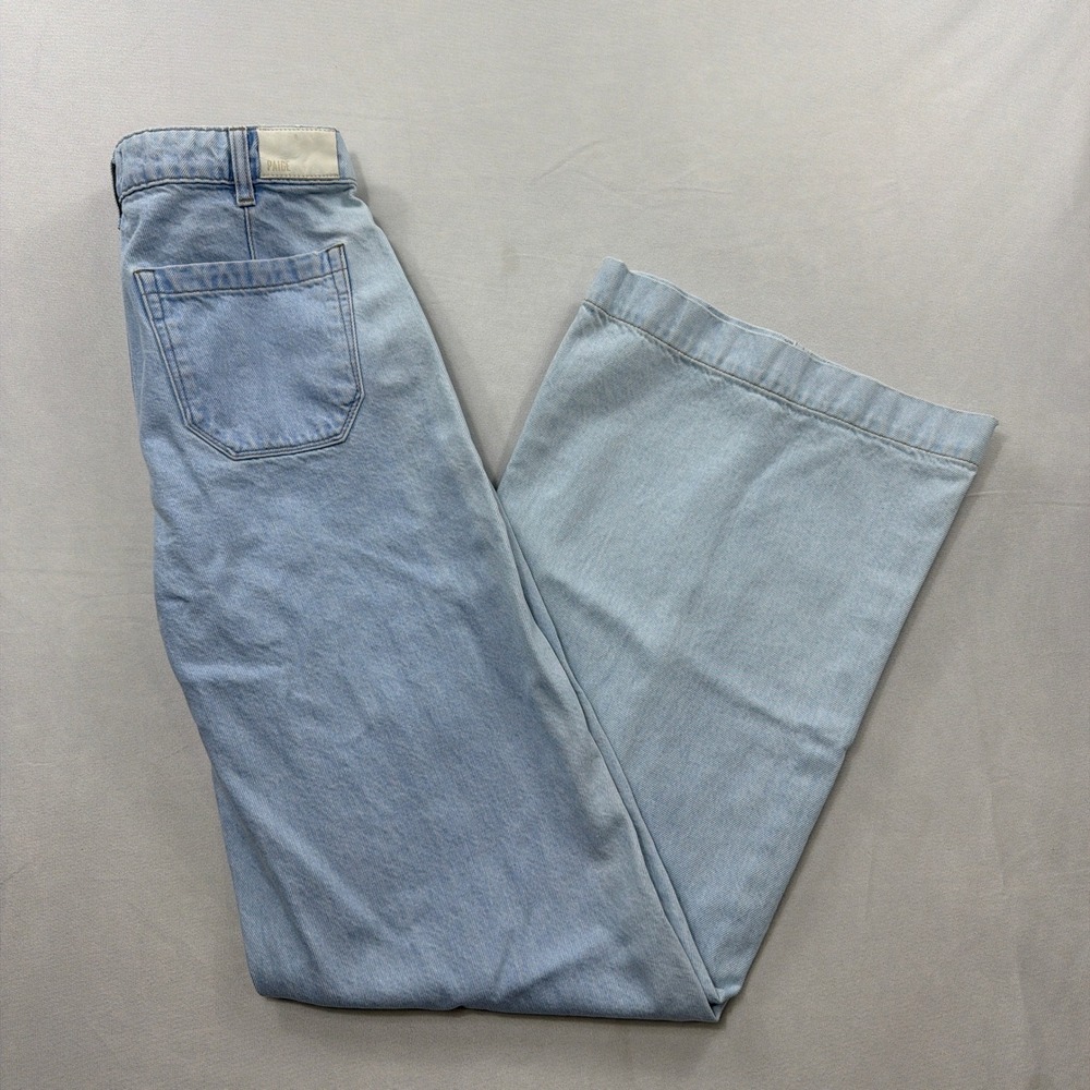 PAIGE Jeans Wide Leg High Rise Front Seam Light Wash Denim Women 27